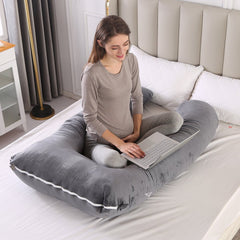 Full Body U Shape Velvet Pillow - Dark Grey