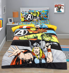 4-Piece Kids Cartoon Character Printed Bedspread Set - The Avangers