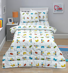 4-Piece Kids Cartoon Character Printed Bedspread Set - Game Zone