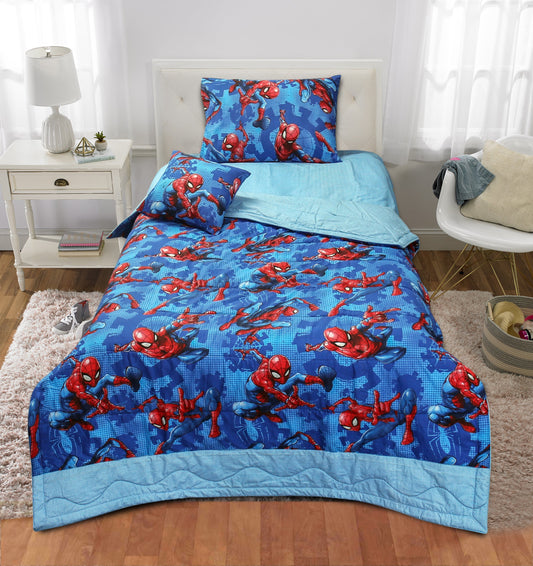 4-Piece Kids Cartoon Character Printed Bedspread Set - Spider Man