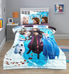 4-Piece Kids Cartoon Character Printed Bedspread Set - Alsa Anna Winter Froste