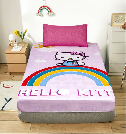Cartoon Character Fitted Bed Sheet - Hello Kitty