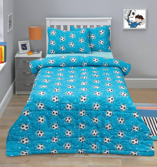4-Piece Kids Cartoon Character Printed Bedspread Set - Foot Ball