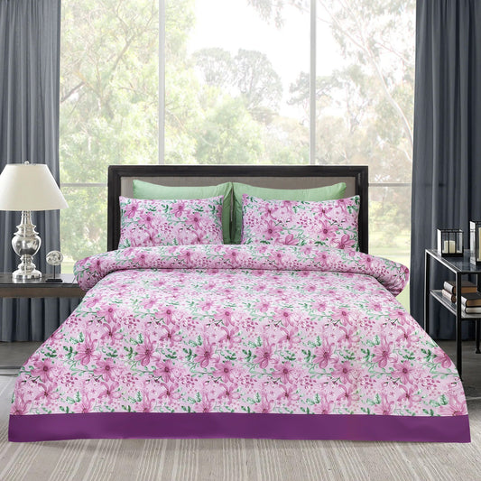 6 PCs Reversible Cotton Duvet Cover Set - Blush Green