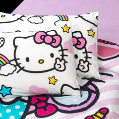 4-Piece Kids Cartoon Character Printed Bedspread Set - Hello Kitty