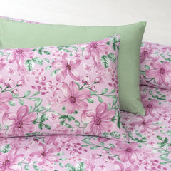 6 PCs Reversible Cotton Duvet Cover Set - Blush Green