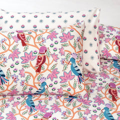 6 PCs Reversible Cotton Duvet Cover Set - Foliate