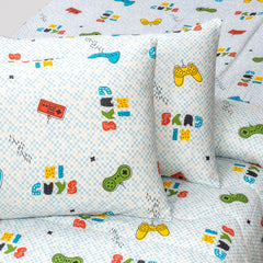 4-Piece Kids Cartoon Character Printed Bedspread Set - Game Zone