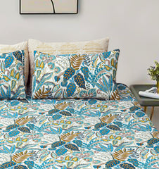 Pure Cotton Fitted Sheet Set - Golden Palm