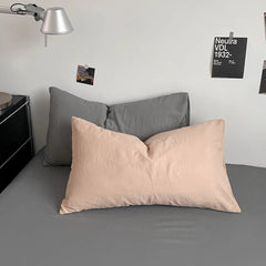 Pure Cotton Reversible Duvet Cover Set - biscuit Brown And Grey