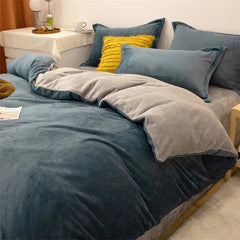 Reversible Velvet Duvet Cover - Charcoal & Light Grey