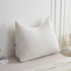 Sherpa Triangle Weidge Pillow Back Rest Lumber Cushion - White