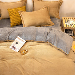 Reversible Velvet Duvet Cover - Khaki & Grey