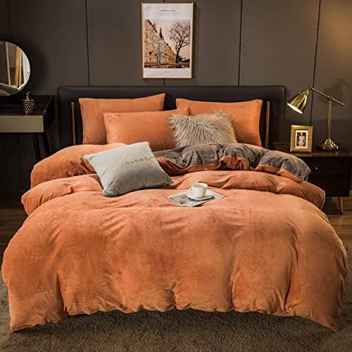 Reversible Velvet Duvet Cover - Rust & Dark Brown