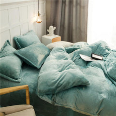 Reversible Velvet Duvet Cover - Bamboo Green