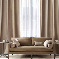 2 PCs Stainless Ring Eyelet Velvet Curtains With Velcro Belts - Scream Cream