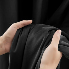 2 PCs Stainless Ring Eyelet Velvet Curtains With Velcro Belts - Black