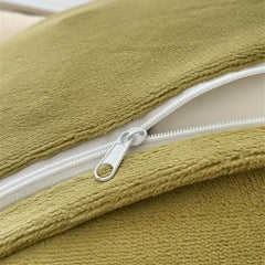 Reversible Velvet Duvet Cover - Offwhite & Apple Green