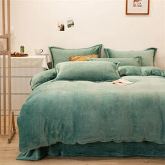 Reversible Velvet Duvet Cover - Bamboo Green