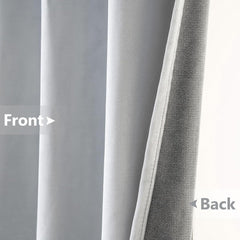2 PCs Stainless Ring Eyelet Velvet Curtains With Velcro Belts - Dark Grey