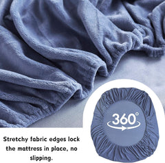 MILKY VELVET FITTED BEDSHEET - Lapis Blue