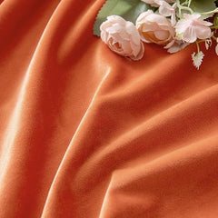2 PCs Stainless Ring Eyelet Velvet Curtains With Velcro Belts - Orange