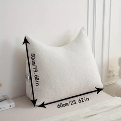 Sherpa Triangle Weidge Pillow Back Rest Lumber Cushion - White