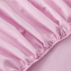 Cotton Fitted Bed Sheet With Pillows - Baby Pink