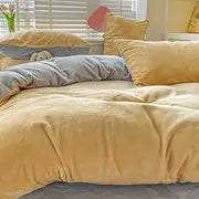 Reversible Velvet Duvet Cover - Golden & Light Grey