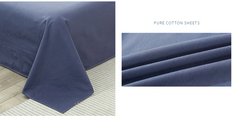 Cotton Sateen Plain Bed Sheet - Blue