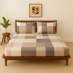 Pure Cotton Fitted Sheet Set - Blocks