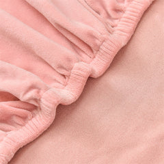 Stretchable Velvet Dining Chair Covers - Baby Pink