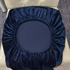 Stretchable Velvet Dining Chair Covers - Dark Blue
