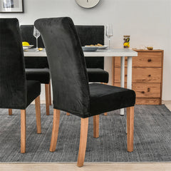 Stretchable Velvet Dining Chair Covers - Black