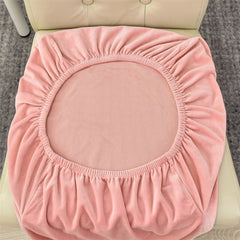 Stretchable Velvet Dining Chair Covers - Baby Pink