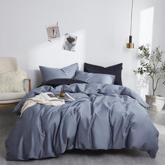 4 Pillows Cotton Sateen Bed Sheet - Space Grey