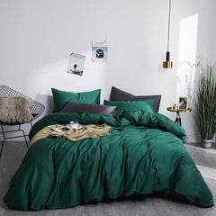 4 Pillows Cotton Sateen Bed Sheet - Dark Green