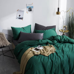 4 Pillows Cotton Sateen Bed Sheet - Dark Green