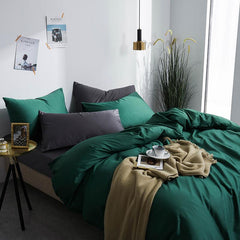 4 Pillows Cotton Sateen Bed Sheet - Dark Green