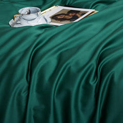 4 Pillows Cotton Sateen Bed Sheet - Dark Green
