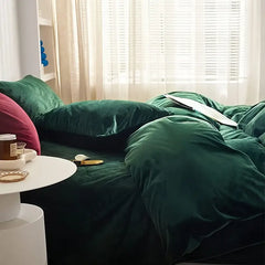 Reversible Velvet Duvet Cover - Emerald Green