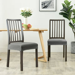 Stretchable Velvet Dining Seat Covers - Grey