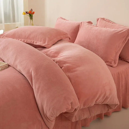 Reversible Velvet Duvet Cover - Rose Pink