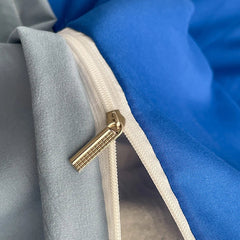 Reversible Cotton Duvet Cover - Royal Blue & Light Blue