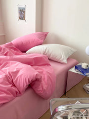 Pure Cotton Reversible Duvet Cover Set - Baby Pink & Light Pink