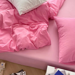 Pure Cotton Reversible Duvet Cover Set - Baby Pink & Light Pink
