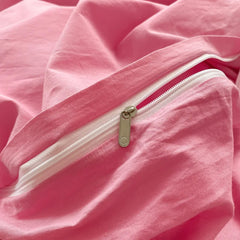 Pure Cotton Reversible Duvet Cover Set - Baby Pink & Light Pink