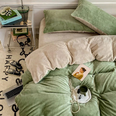 Reversible Velvet Duvet Cover - Apple Green