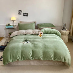 Reversible Velvet Duvet Cover - Apple Green