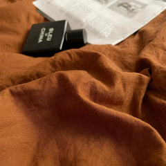 Pure Cotton Reversible Duvet Cover Set - Rust Brown & Grey